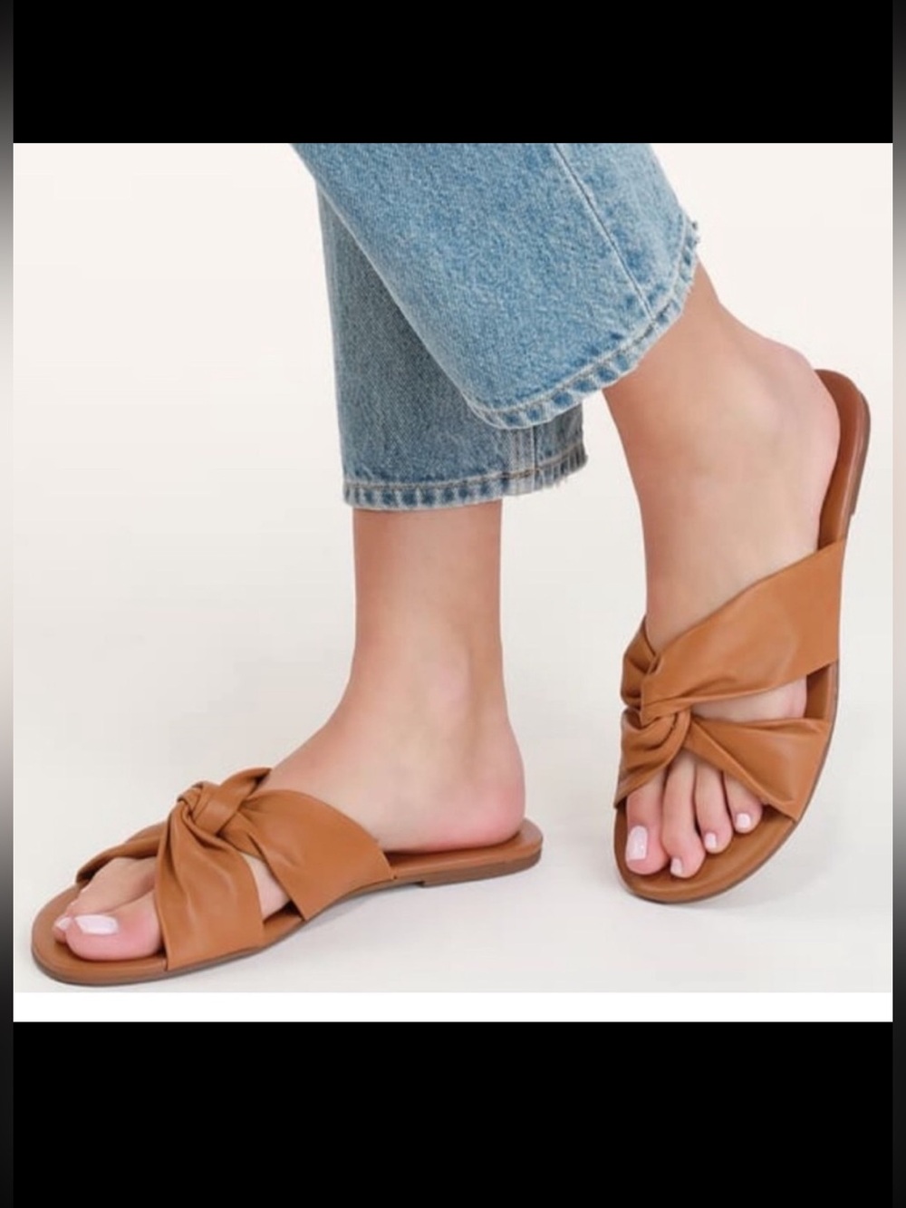 Lulus Tilly Tan Napa Leather Slide Sandals size 10